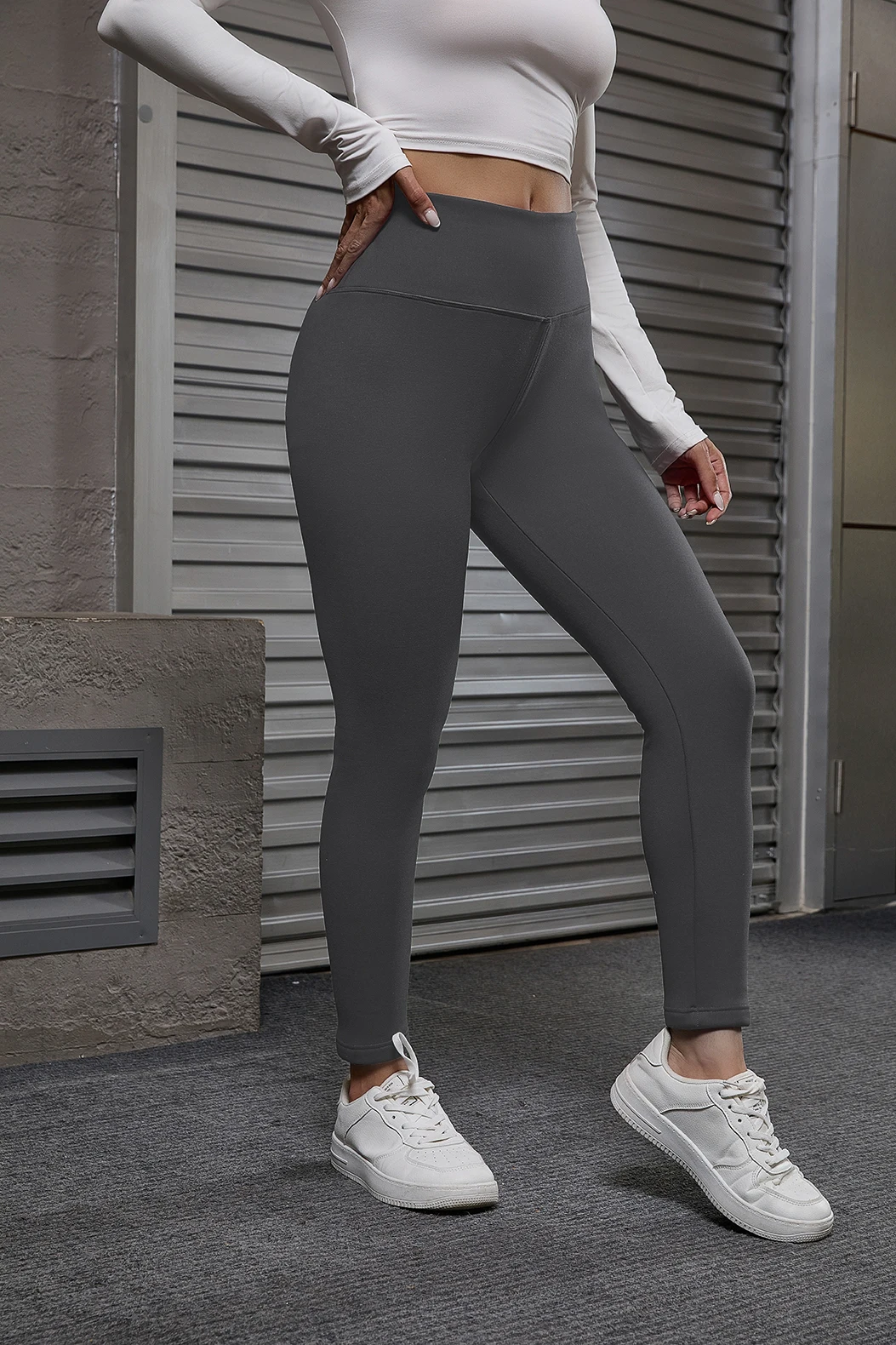 Pantalones largos ajustados deportivos de cintura alta de alta elasticidad para mujer Otoño/Invierno transfronterizos de lana con aumento de cintura