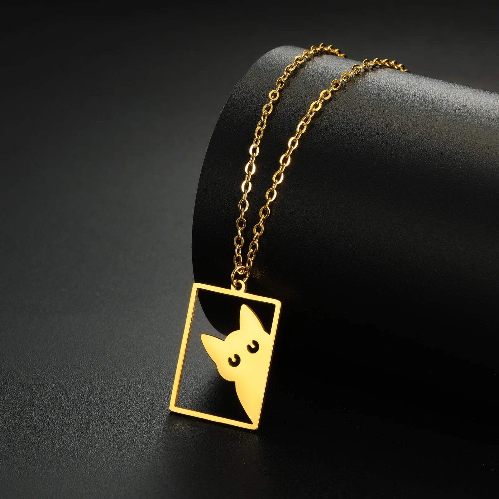COOLTIME Halskette mit quadratischem Anhänger für Katzen und Kätzchen, Edelstahl, niedliche Katzenpfote, lustige Halskette, Schmuck, Geschenk für Familienmitglieder – Detail 8