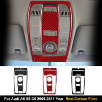 Car Front Roof Reading light control Panel Trim Carbon Fiber Sticker For Audi A6 S6 C6 2005-2011 Car Interior Accessories