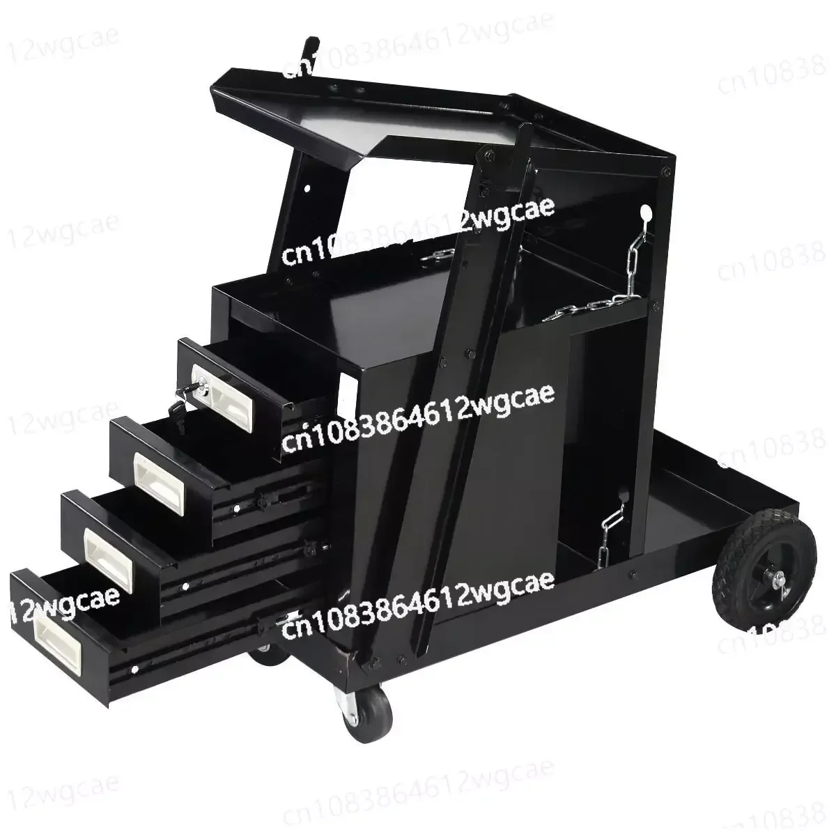 Black Iron 3 The Drawer Welder Rolling Welding with Wheels and Tank Storage for Welder and Plasma Cutter