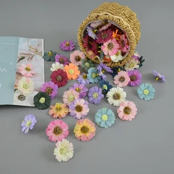 レトロなシルクのデイジー,100個,4.5cm,造花,結婚式の装飾,スクラップブッキング,ヘッドバンド,花