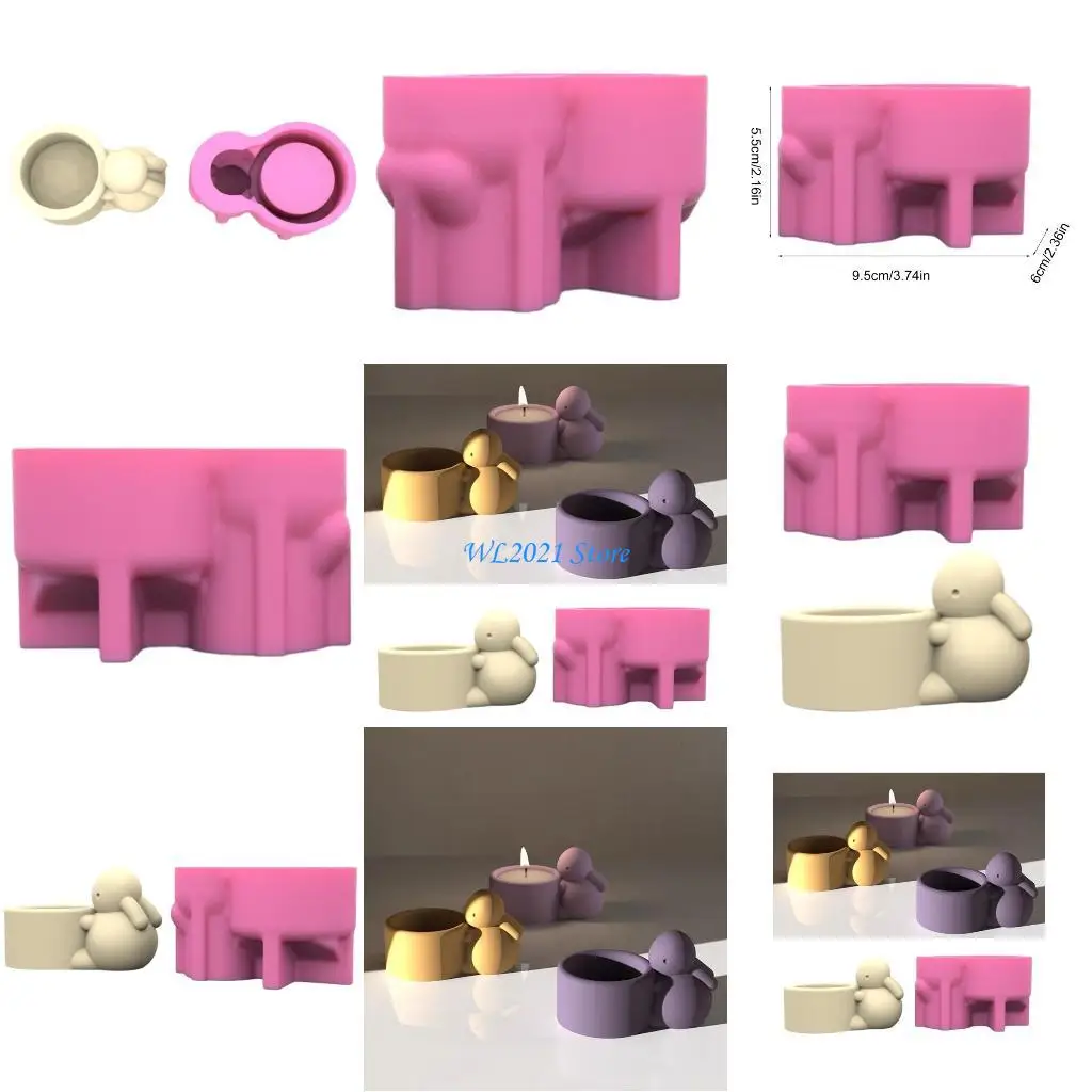

G5GC Кролик Свеча Чашка Силиконовая форма DIY Ручная работа Штукатурка Бетонные цветочные горшки Плесень