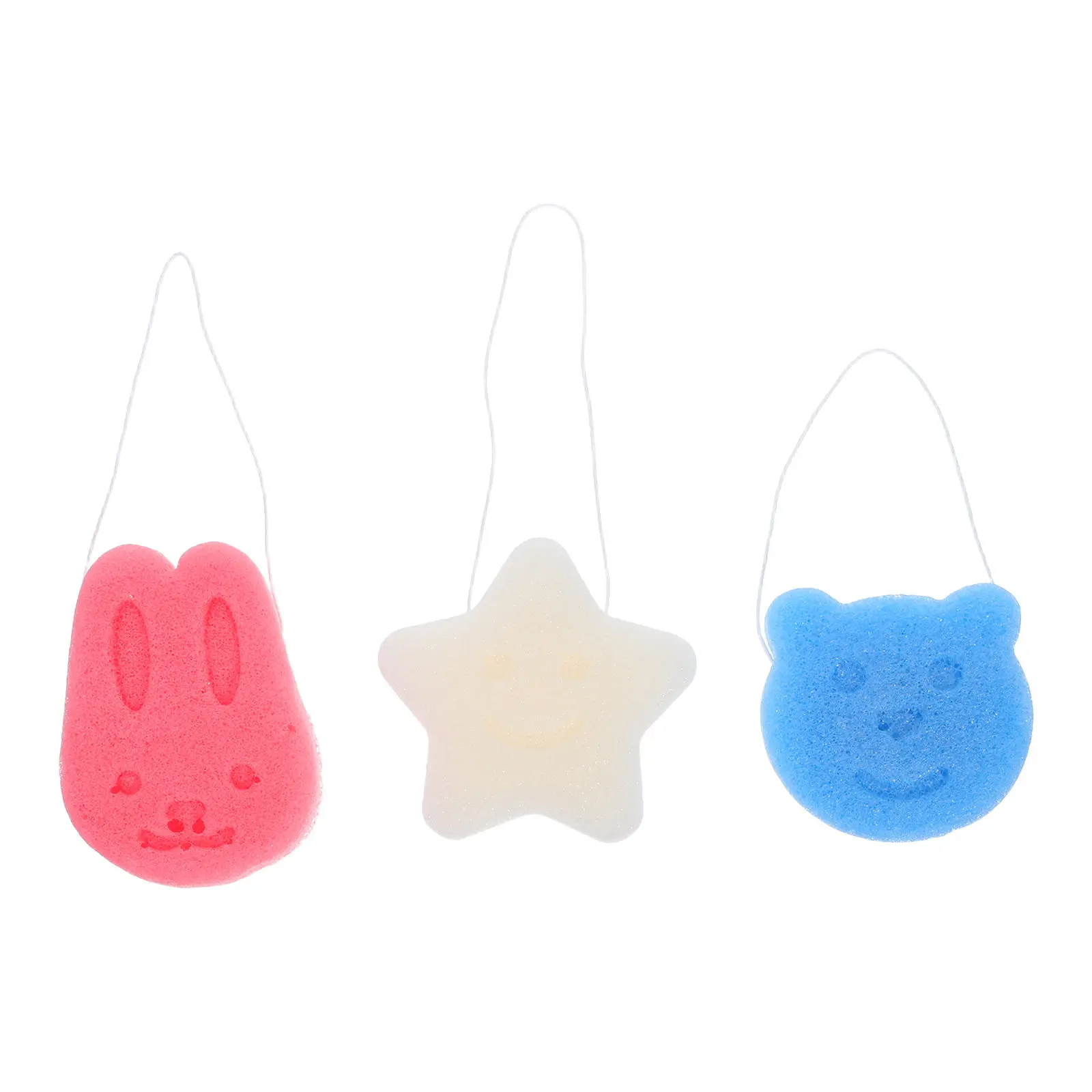 3Pcs Baby Bath Sponge Soft Konjac Cartoon Bear Bunny Star Shapes Toddler Shower Sponge Infant Face Body Cleanser
