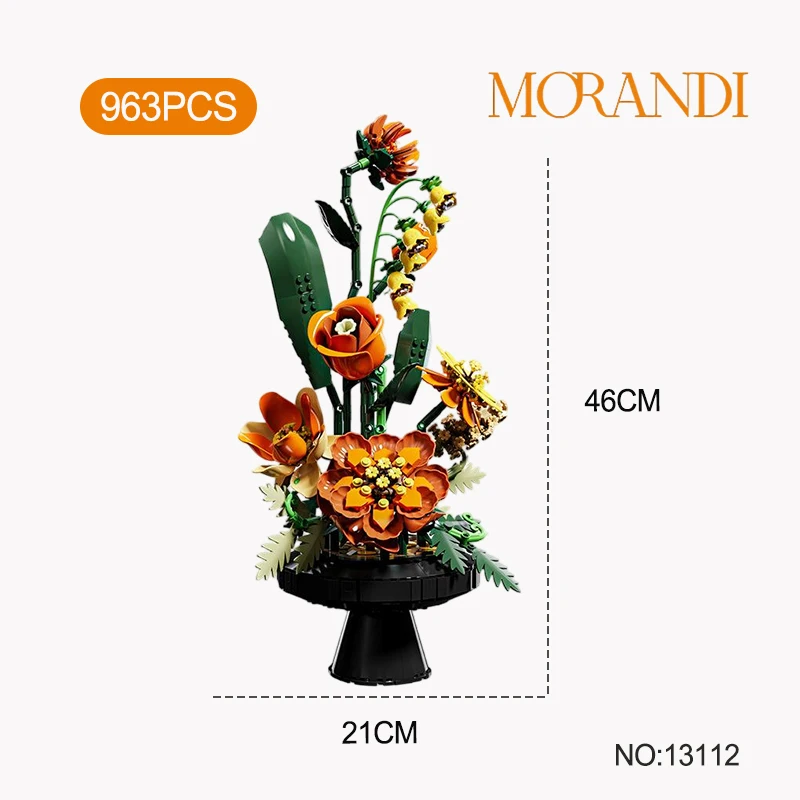Creatief orchideeënboeket Cymbidium Eeuwige Bloemen Potplant Bouwstenen Huis Bureau Decoratie DIY Steentjes Speelgoed Kerstcadeau