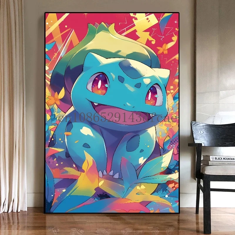 Anime Pokemon Canvas Painting Bulbasaur Charmander Squirtle Poster and Print Watercolor Wall Art Picture Home Decor Kids Gifts