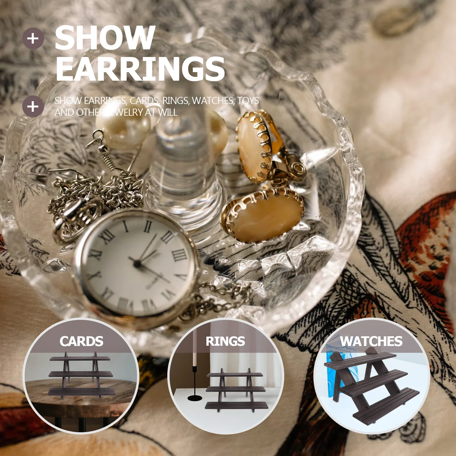 

Wooden Jewelry Display Stand Detachable Earring Holder Chic Storage Rack Durable Wooden Organizer Unique Design