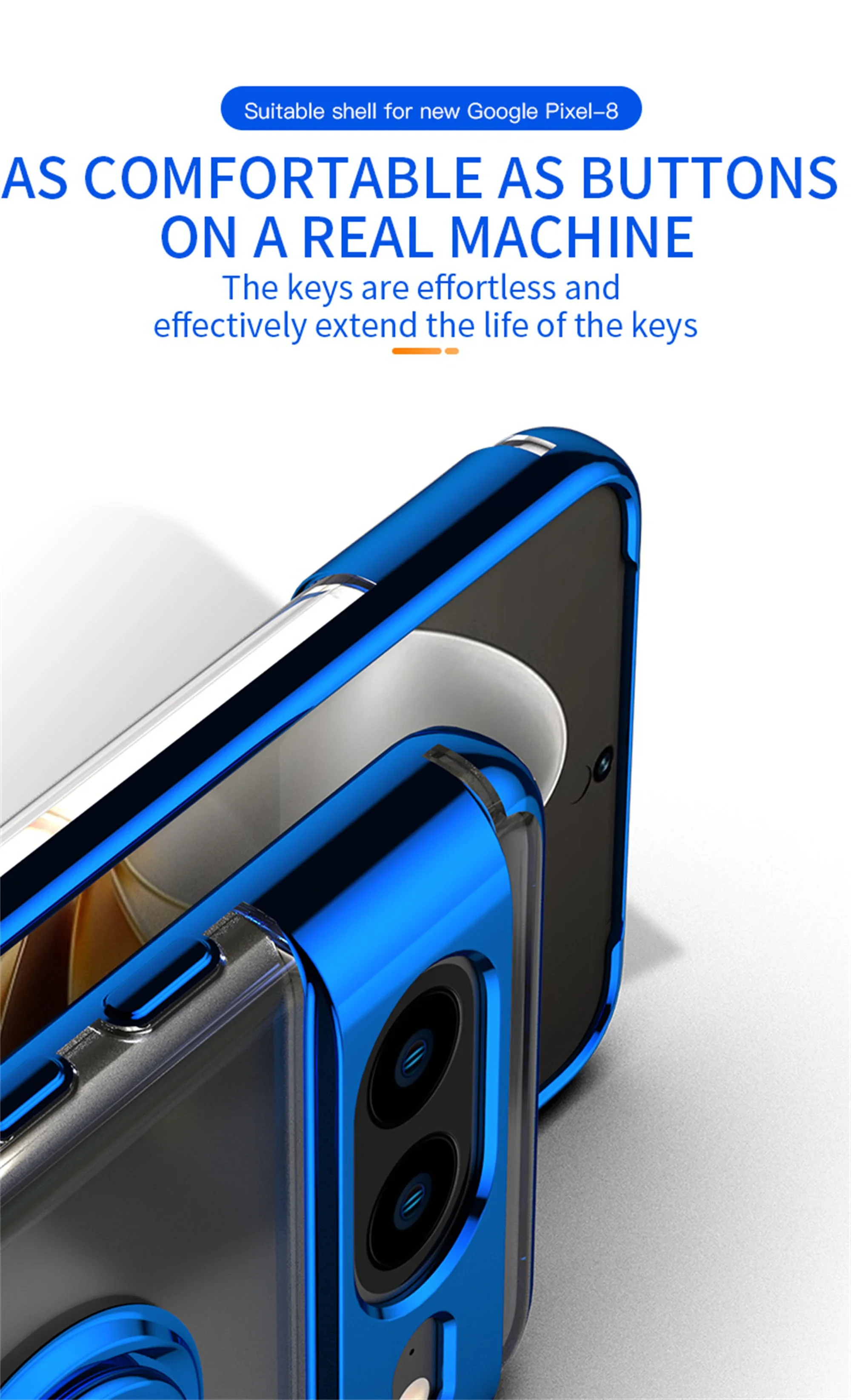 Slim Plating Clear Magnetic Phone Case for Google Pixel 9Pro 9 8Pro 8A 8 7Pro 7A 7 6A 5A Metal Ring Kickstand Cover