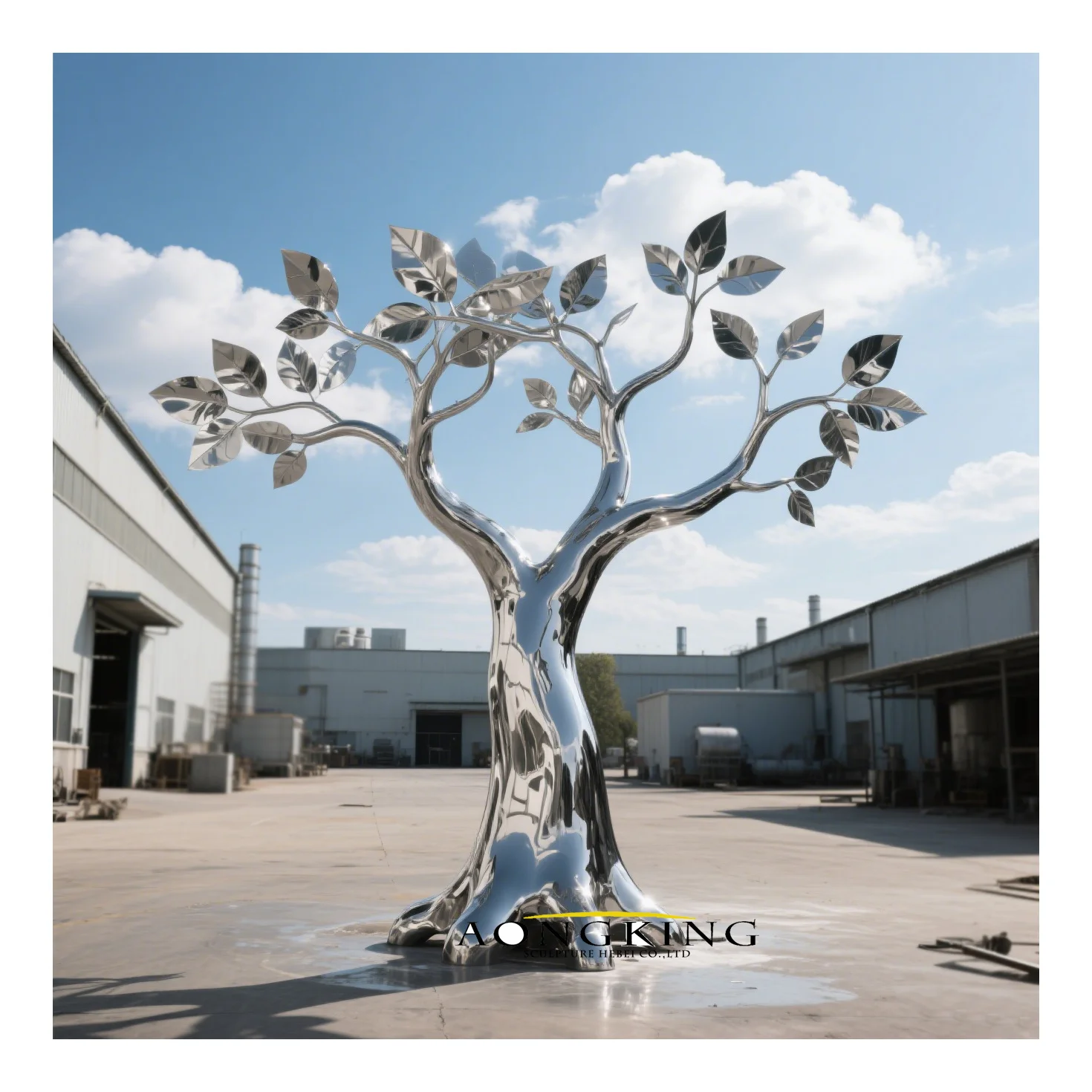 Outdoor Garden Decor Large Tree Statue Silver Stainless Steel Tree Sculptures