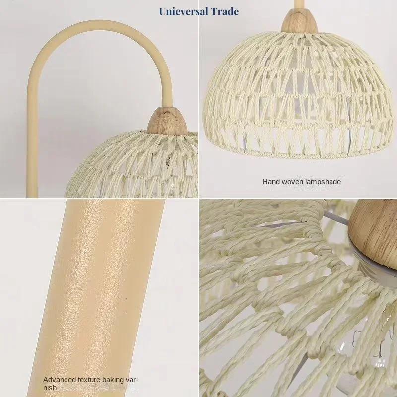 SAN French Cream Wind Stehlampe Wohnzimmer Sofa Atmosphäre Schlafzimmer Nachttisch Vertikale Stehlampe Rattan Lampe