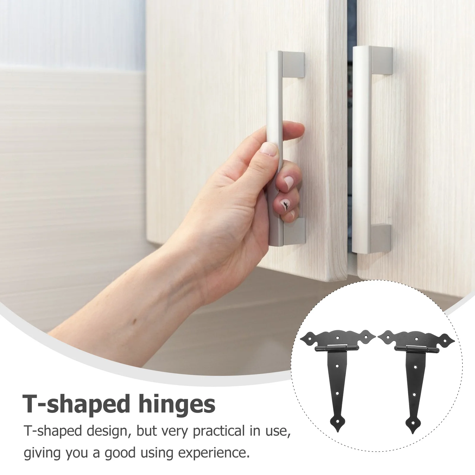 

2pcs Black Heavy Duty T Shaped Door Hinges for Wooden Doors Cabinet Furniture Fittings Smooth Anti Rust Anti Corrosion