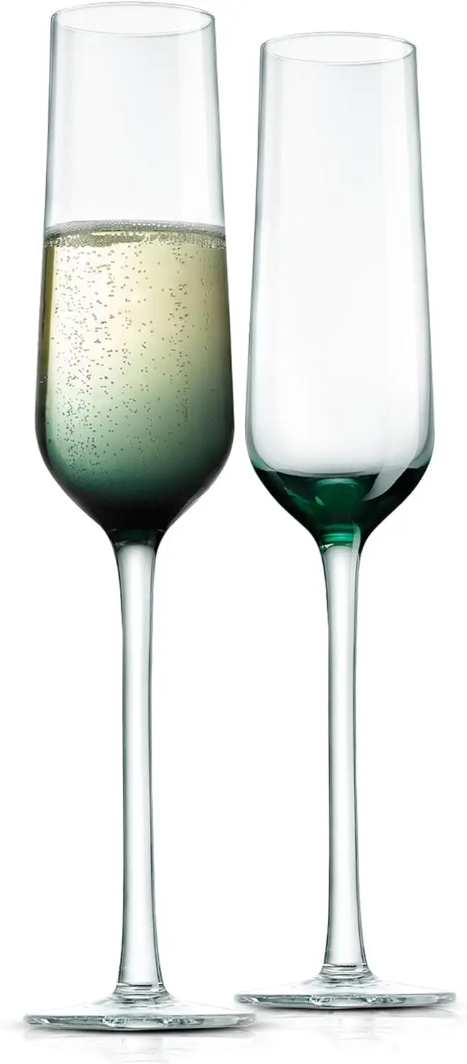 

12.5oz Hand-Blown Champagne Flutes Set of 2, Crystal Clear for Weddings, Parties, New Year, Christmas Toasting