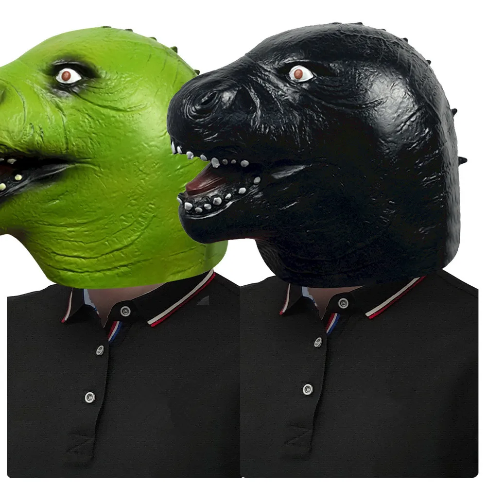 Grüne Tier-Dinosaurier-Kopfmaske Halloween-Maskottchen-Kostüm-Maske – Detail 3