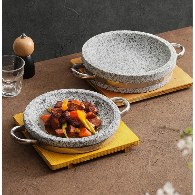 

Korean Stone Pot Mixed Rice Double Ear Anti Scalding Baking Tray Restaurant Cooking Pots Thermal Insulation Kitchen Utensils