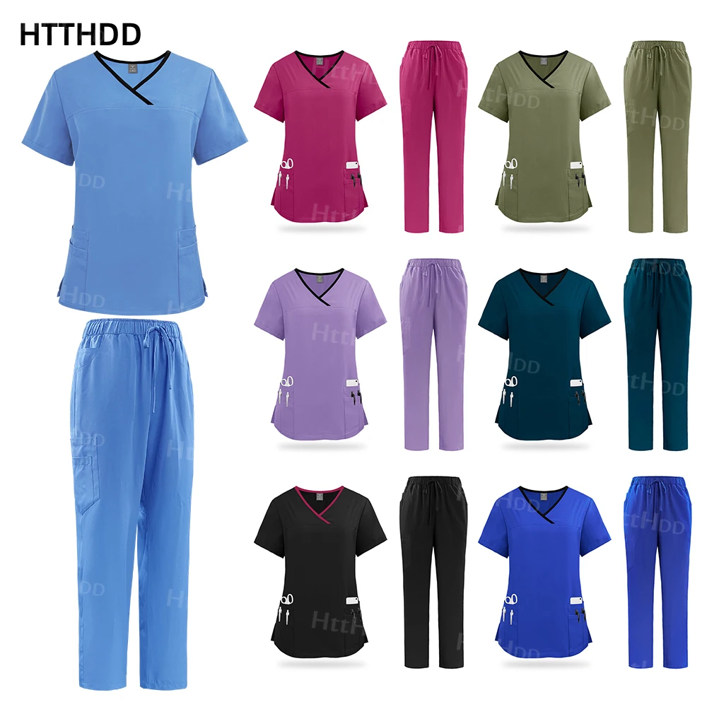 

Veterinary Uniforms Pet Clinic Hospital Work Wear Nursing Clinical Uniform Woman Breathable Surgical Gowns Medical Scrubs Sets