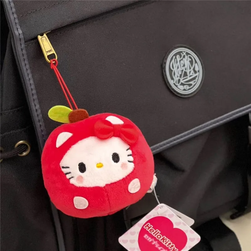 Kawaii Sanrio Plushie Toy Anime Apple Head Hello Kitty Bag Pendant Kt Cat Limited Plush Toys Keychain Birthday Gift for Girls