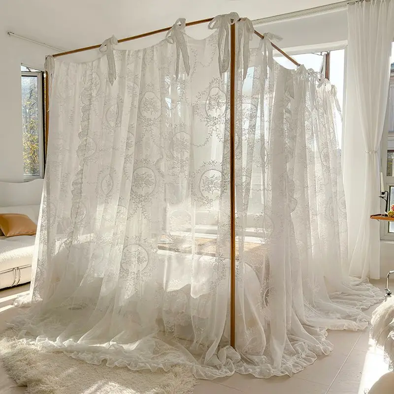 French romantic lace mosquito net, princess style home bedroom palace floor-to-ceiling bed curtain