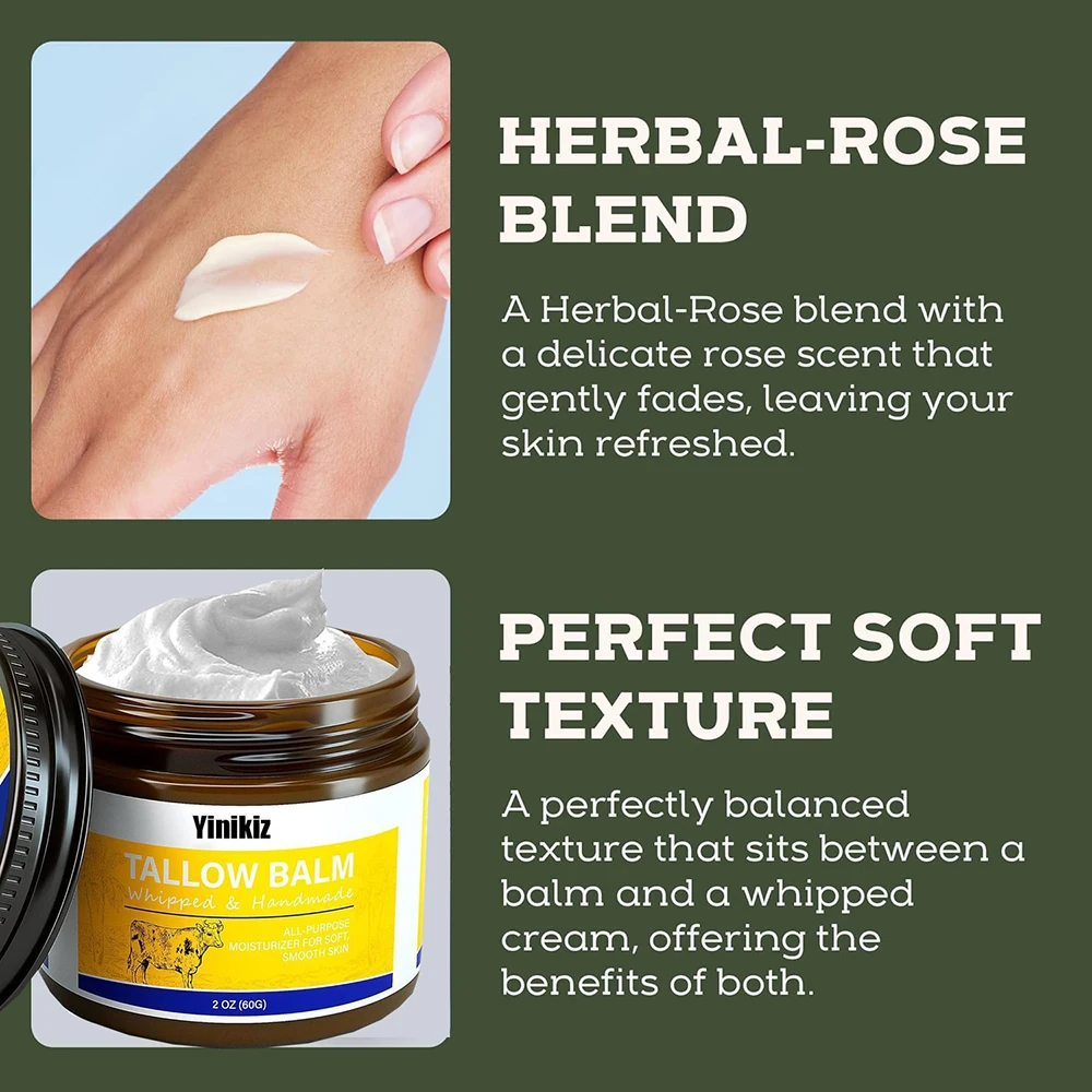 Face Cream Whipped Tallow Balm Collagen Hyaluronic Acid Skin Care Anti-Wrinkle Aging Moisturizing Shrink Pores Whitening Smooth