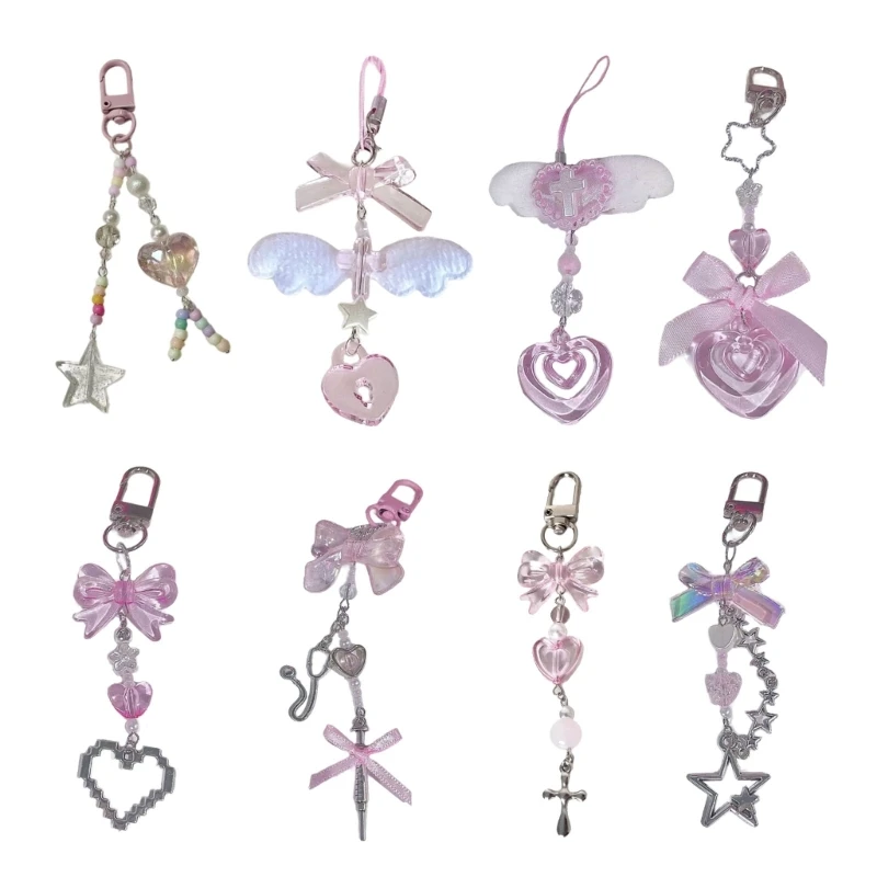 Chic Beaded Phone Chain Fashionable Keyring Pendant for Women Fashionable Key Chain Pendant Stylish Ornament for Bag