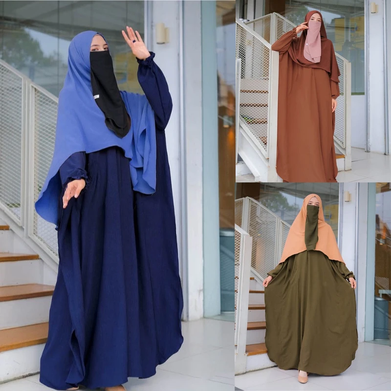 

1 шт., платье Абая для Рамадана, однотонное мусульманское платье, женский турецкий кафтан, молитвенная одежда, одежда для бурqa
