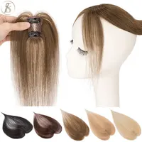 Clip TESS en flequillo de parte media 100% adornos de cabello humano real 360 ° Piezas de pelo con cubierta 3D para mujer, flequillo francés para uso diario