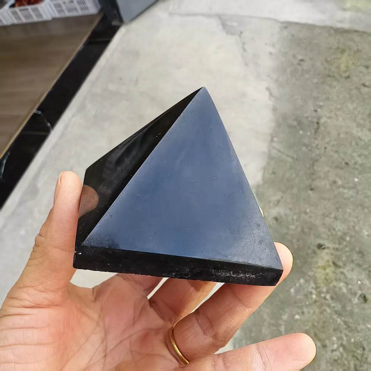 Natural Black Tourmaline Pyramid, Quartz Crystal Black Tourmaline Raw Stone, With Ore traces Pyramid, Mineral Healing