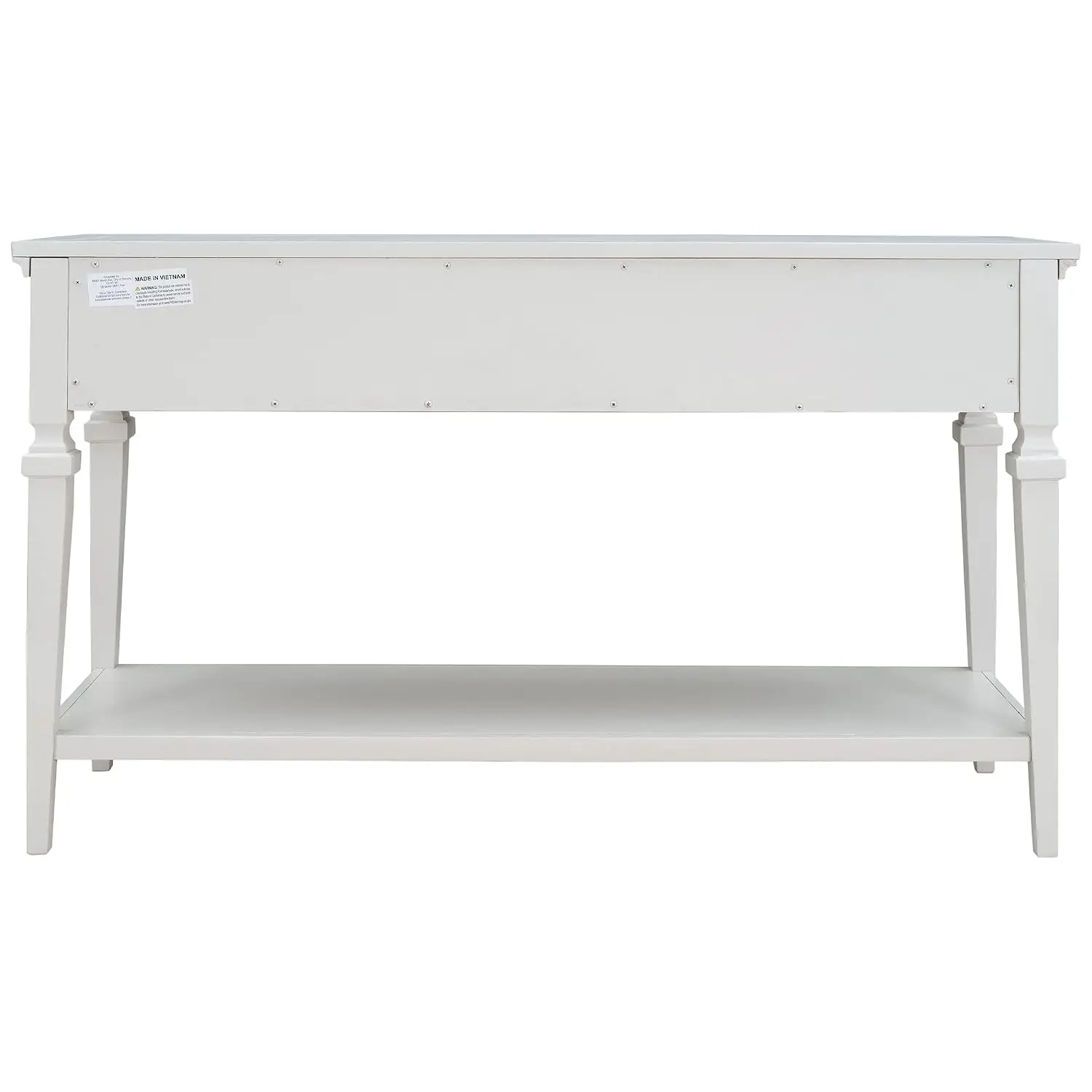 50in Long Console Sofa Table with 3 Storage Drawers & Open Bottom Shelf, 220lbs Capacity, Antique White, Customized
