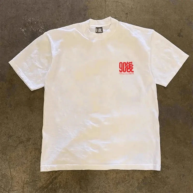 Pure Cotton Double Thread Loose Fit Short Sleeve T-Shirt for Men And Women Retro American Style Heavyweight Couple's Tee