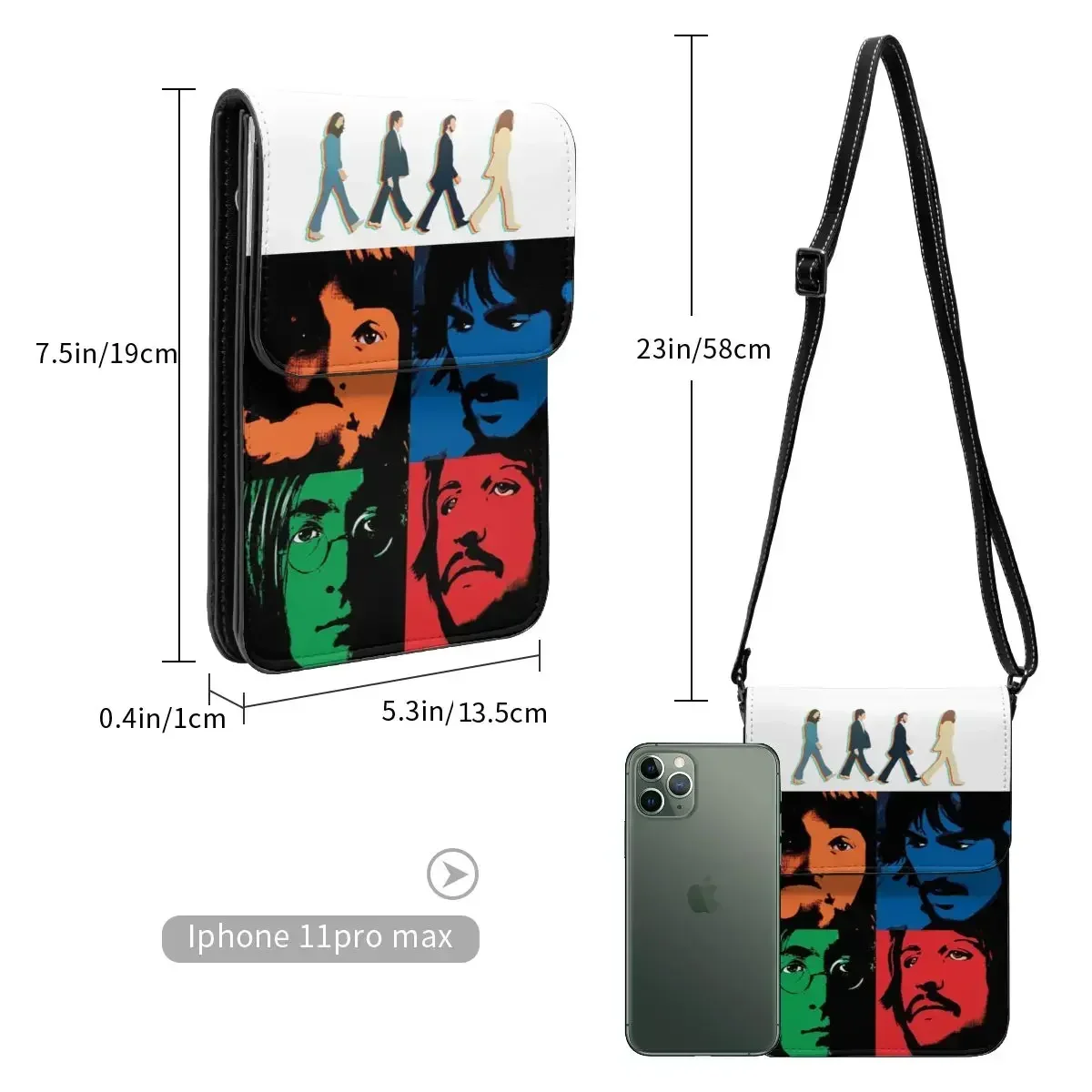 The Beatle Walking Road piccola borsa per cellulare custodia per carte in pelle Street Woman borsa a tracolla durevole