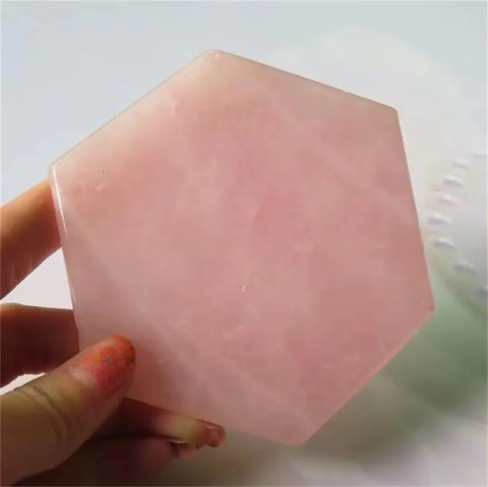 

Wholesale Natural Rose Quartz Coaster Crystal Carving Stones Magic Slice Decor Cup Pink Crystals and Minerals Healing Reiki