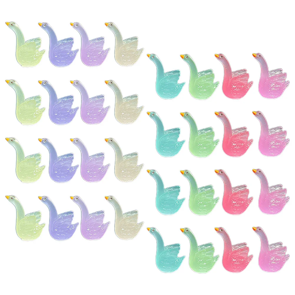 

32 Pcs Micro Landscape Ornament Swan Garden Miniature Miniatures Adorn Bonsai Figurines Statue Resin Cartoon Tiny Statues