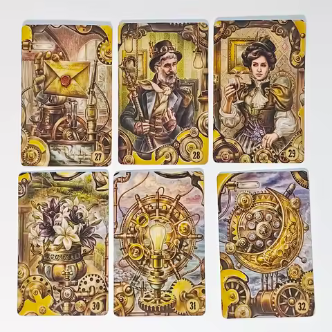 9*6cm 36 Pcs Lenormand Cards Steampunk Lenormand Deck Printed on 350GSM Double-embossed Cardstock