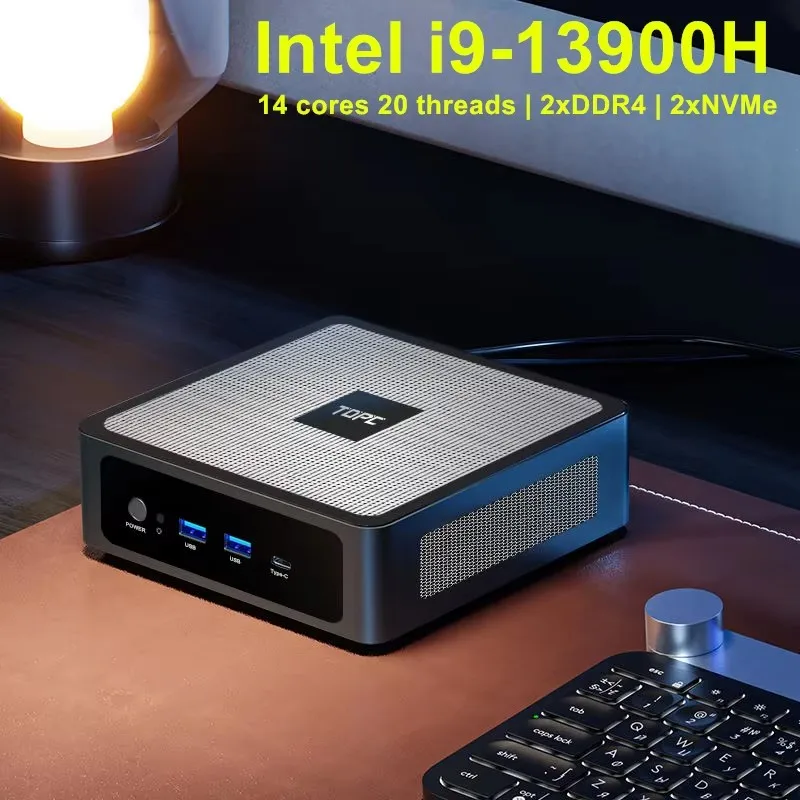 

Topton TOPC Gaming Mini Computer 13th Gen Intel Core i9 13900H i7 13700H i5 2xDDR4 2xNVMe 2xLAN Windows 11 Pro Desktop PC WiFi6E