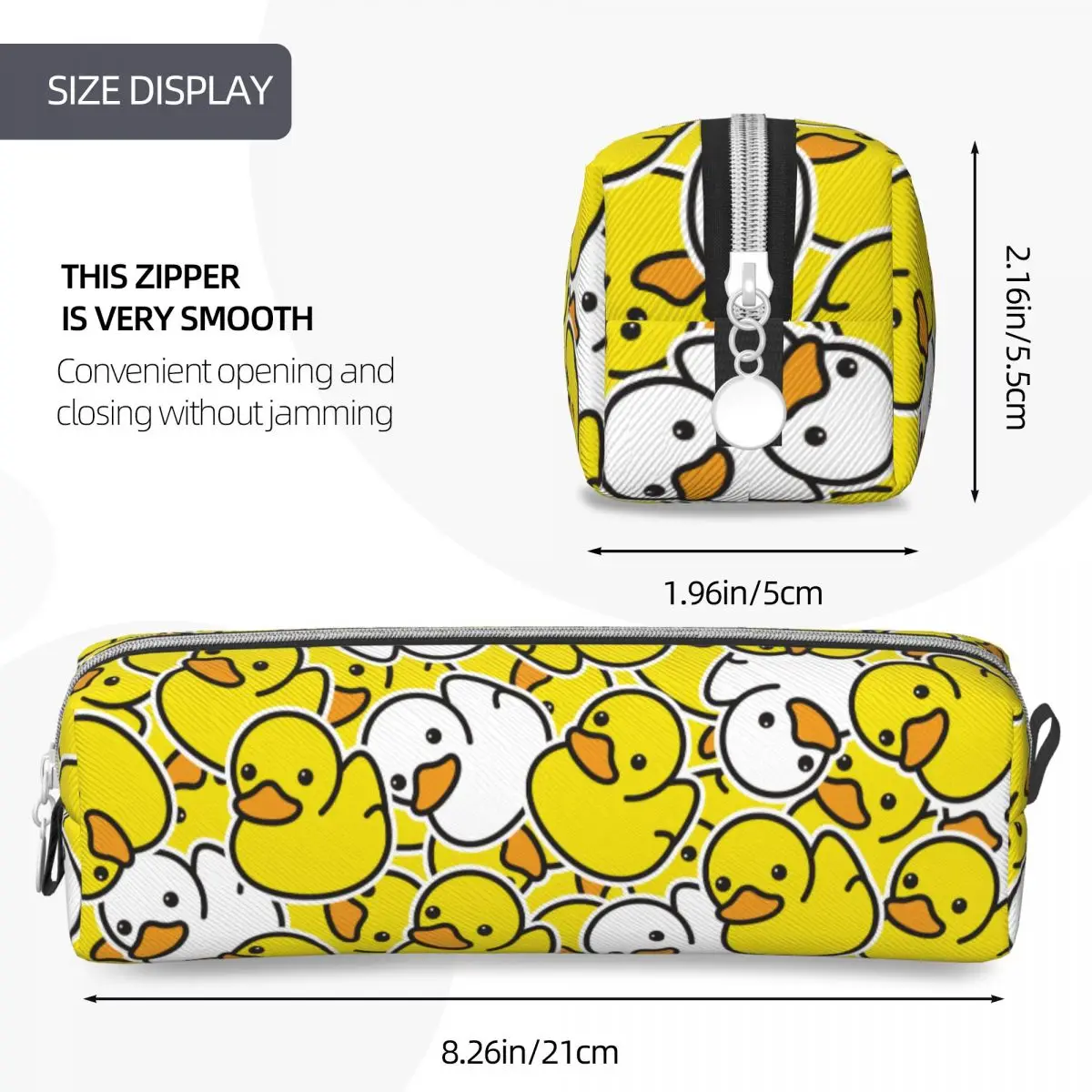 Imagem -04 - Desenhos Animados Duck Rubber Pattern Pencil Cases Fun Ducky Pen Cases Bolsas de Grande Capacidade para Estudante Escritório Presentes Papelaria