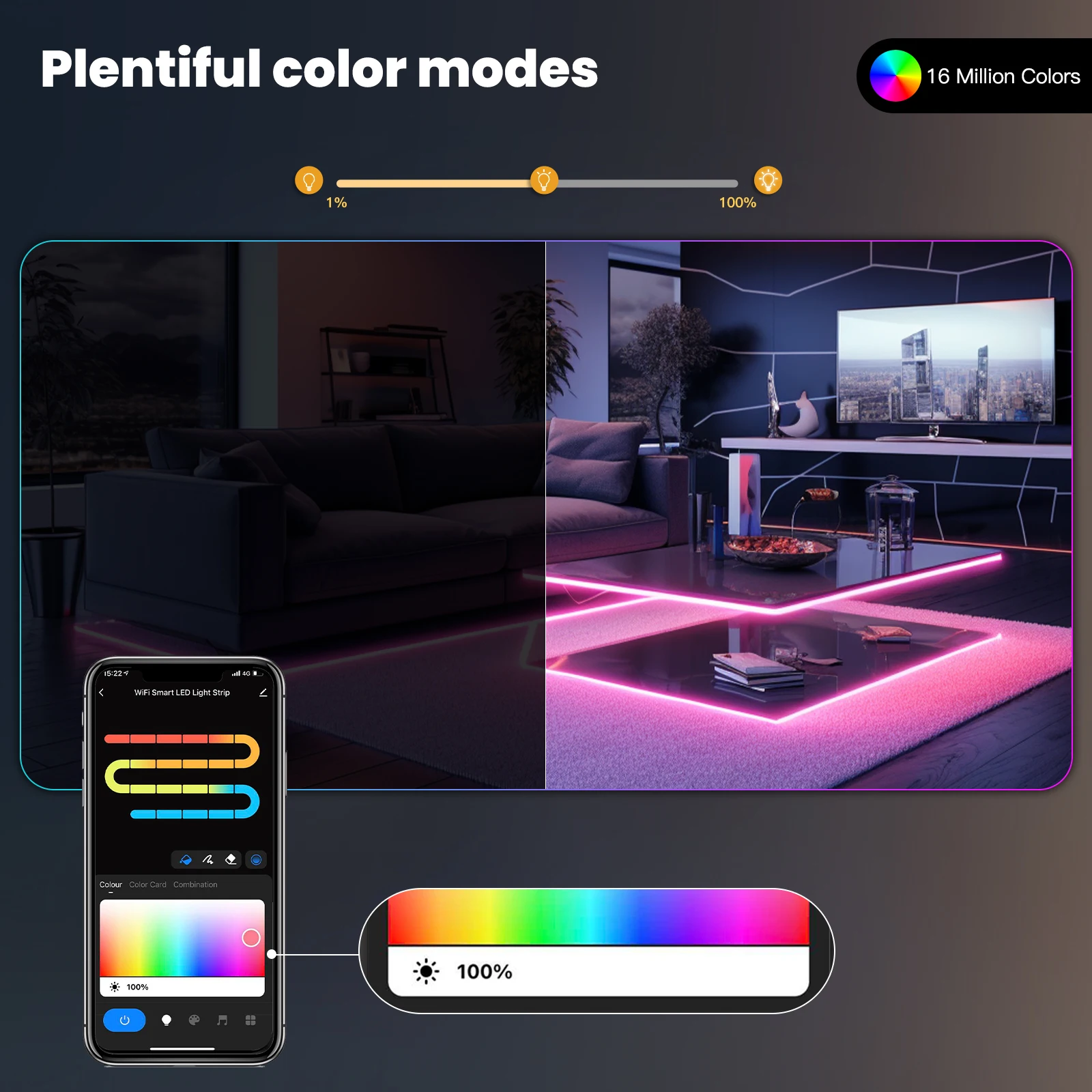 MOES Wifi Smart Neon LED Strip 16 milionów kolor RGB lampka linowa do podświetlenia telewizora, dekoracja imprezowa z Alexa Google Home