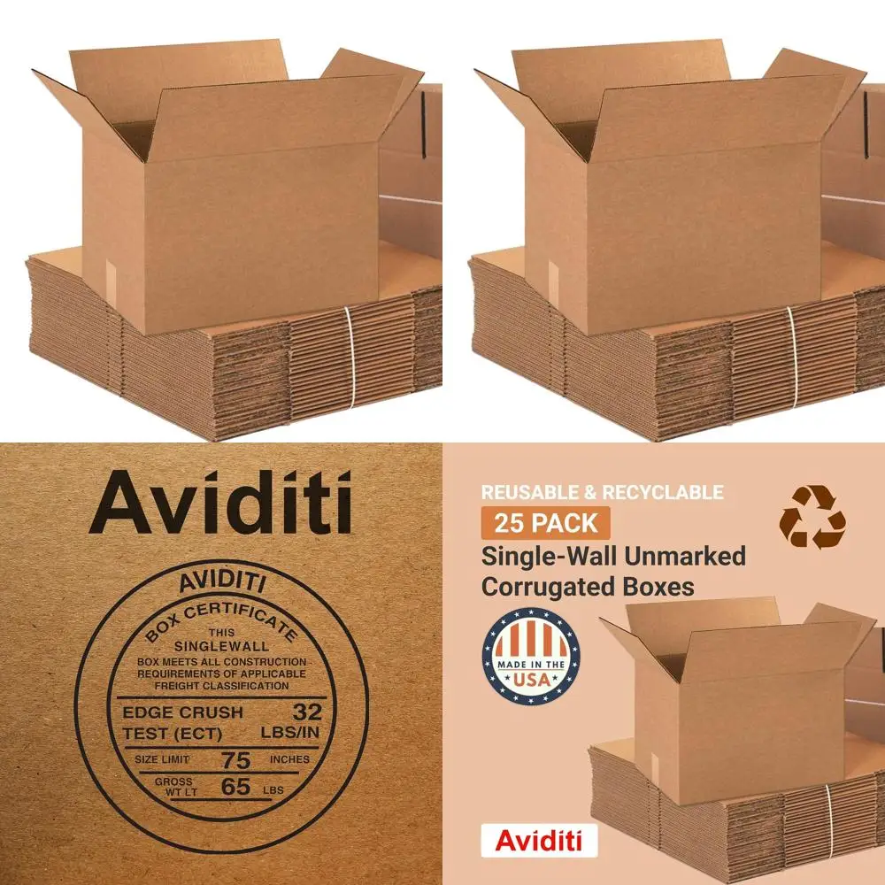 

Medium 18x12x12 Inches Cardboard Shipping Boxes, 25-Pack for Moving, Mailing, Packing, and Storage