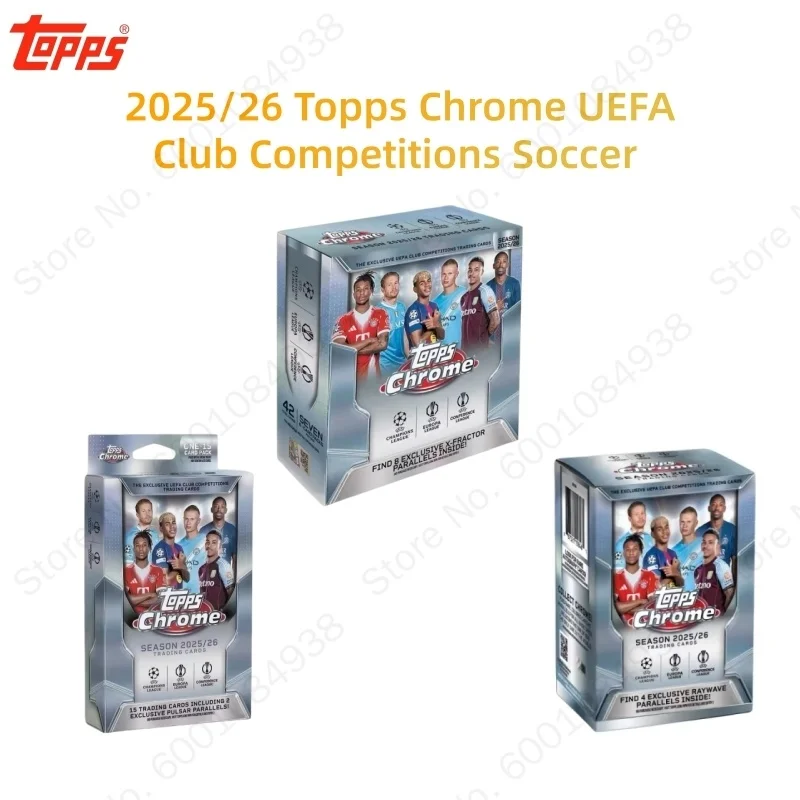 

Genuine Topps Chrome 2025/26 UEFA Club Competitions Hanger/Value/Mega Football Cards Limited Refractive Card Pack Collect Set