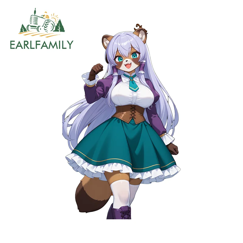EARLFAMILY Furry Elze Silhoueska Stickers Hot Anime Item Racing Drifting Decal Simple Sunscreen Waterproof Trolley Accessories