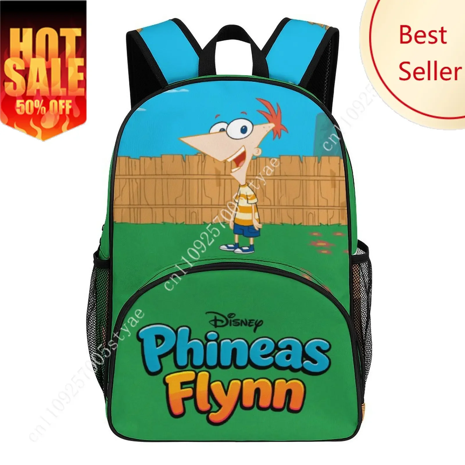 

Phineas Flynn Large Capacity Backpack Disney Cartoon Decorate Fabric Bags Design Your Photo Logo Text Party Holiday Custom Gifts
