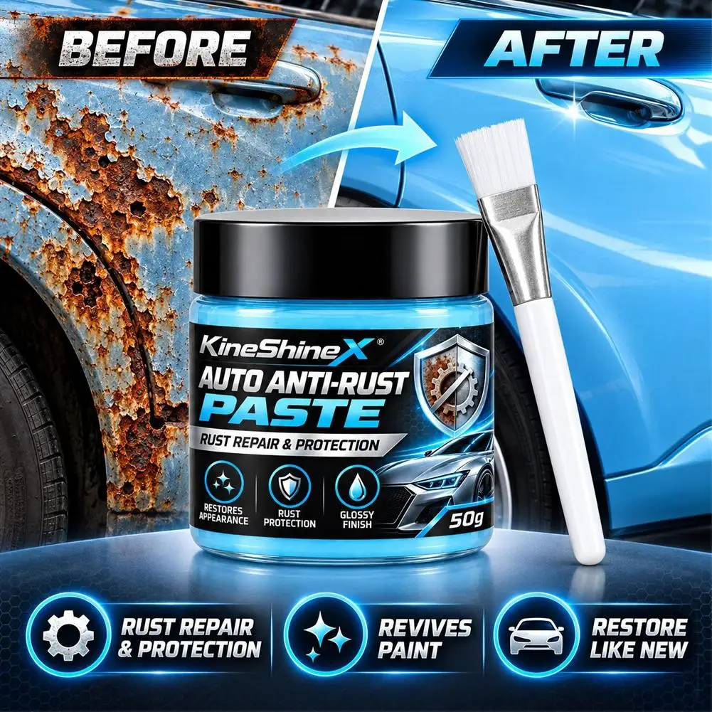 Car Anti-rust Paste Anti-corrosion with Brush Rust Repair Cream Fast-Acting Iron Oxidation Eliminator, Restores Shine 30g/50g