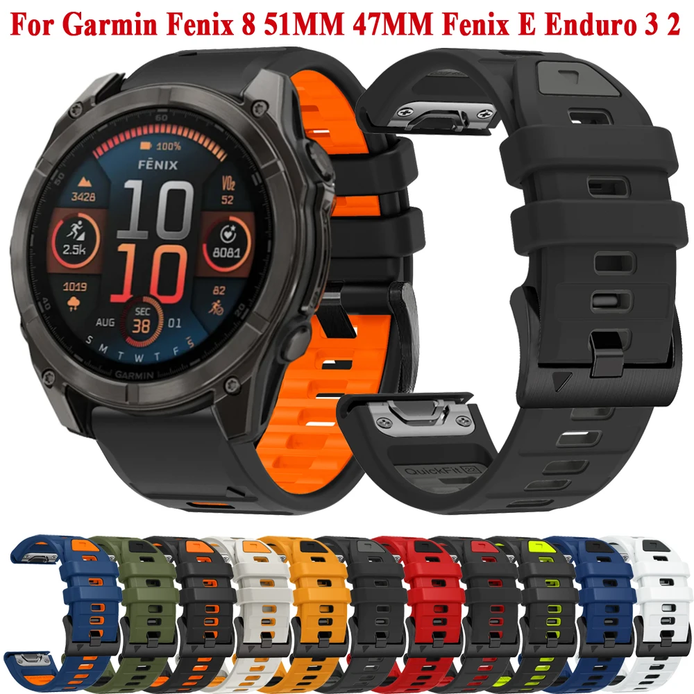 Silicone 22 26mm Watch Bands Strap for Garmin Fenix 8 51mm 47mm Tactix 7 Pro 6X 5X Plus Enduro 3 Bracelet  Quick Release Correa