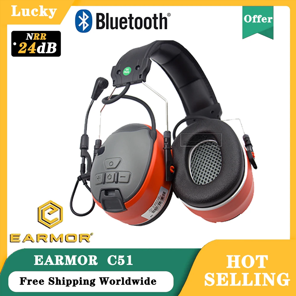 EARMOR Bluetooth C51 Electronic Noise Reduction/Airgun Shooting Headphones Anti-Noise Hearing Protection Bluetooth Earmuffs