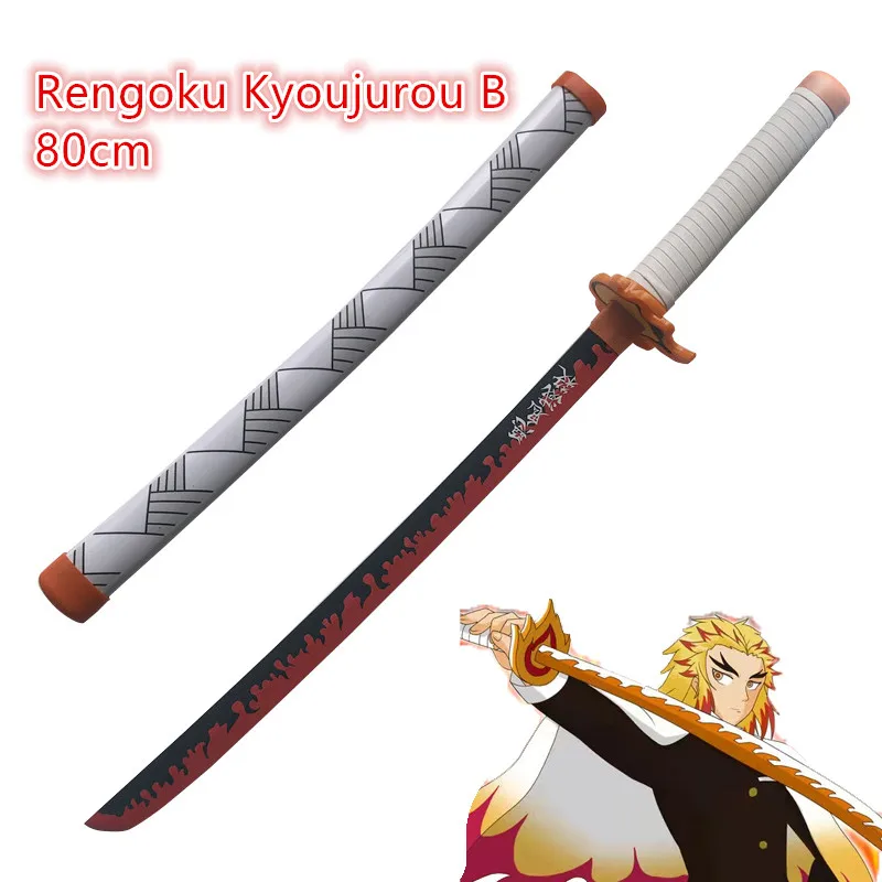  Sword Weapon  Rengoku Kyoujurou Cosplay Sword 1:1 Anime Ninja Knife wood toy 80cm