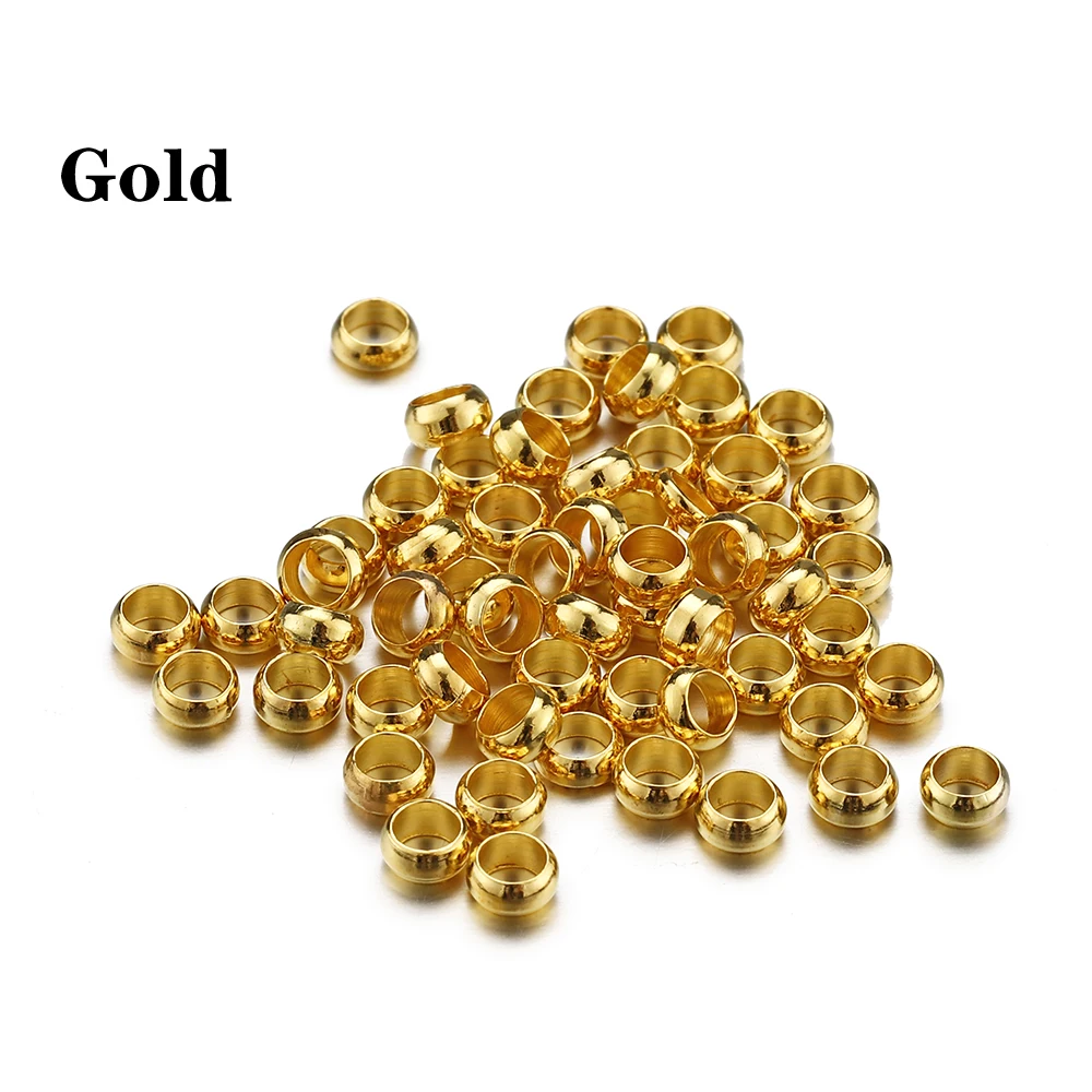 500pcs Fastener Crimp Beads End Beads Metal Ball Stopper Spacer Bead Crimp Beads for Jewelry Making Findings DIY Wholesale