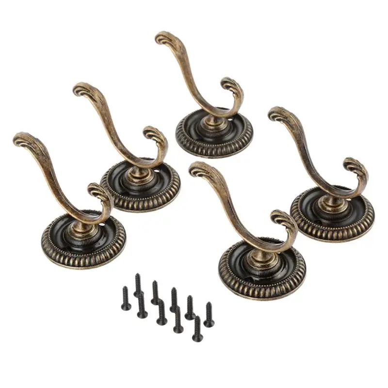 AT63-15Pcs Antique Door Hanger Hooks Vintage Bathroom Wall Hanger Hats Bag Keychain Zinc Alloy Hook Coat Wall Hooks