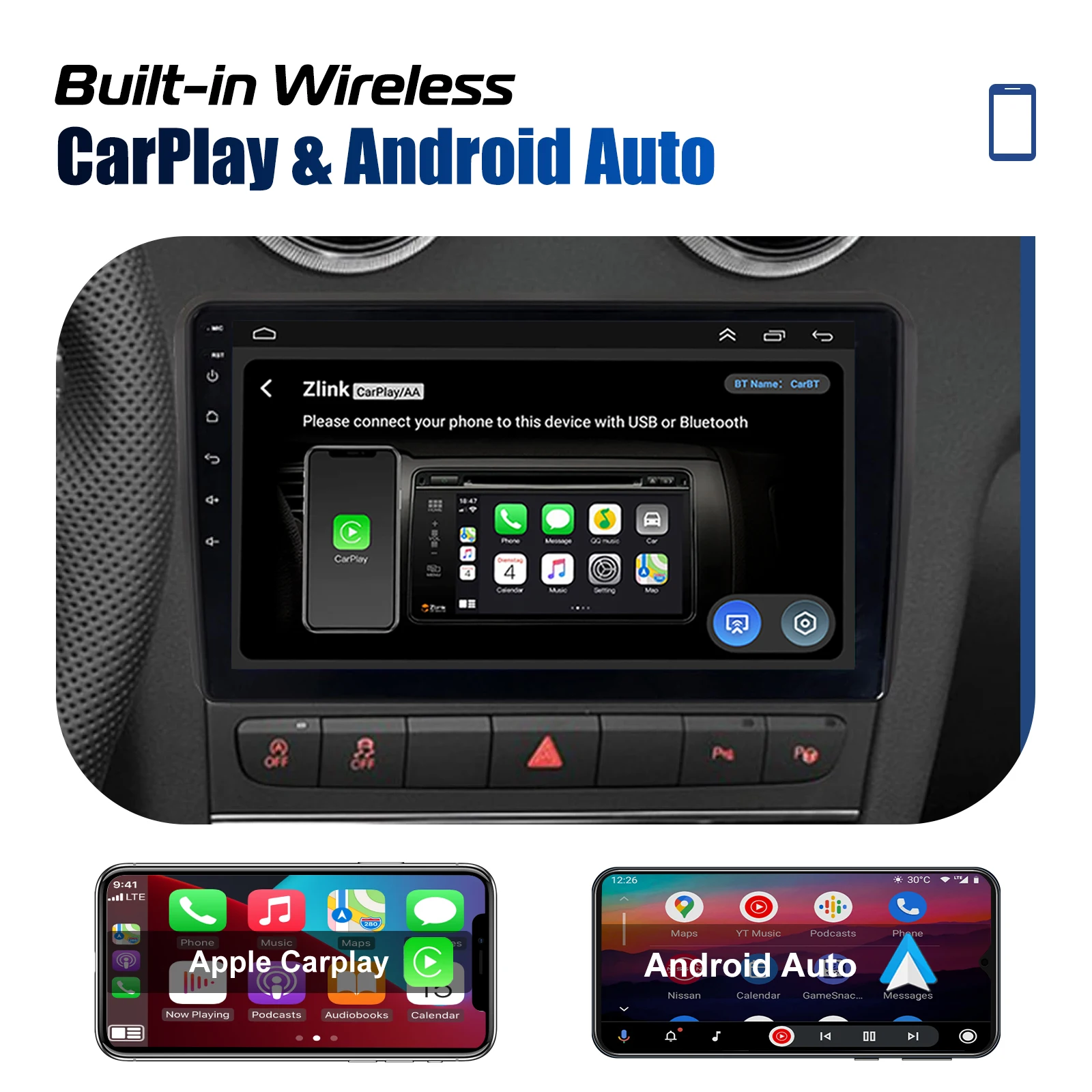 Essgoo 2DIN Android 13 9inch Carplay Car Stereo Multimedia Player Radio GPS Navi For Mercedes Benz A/B Class W169 W245 B200 W906