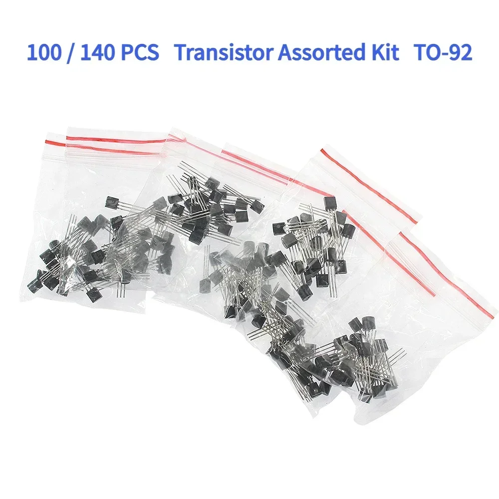100 STKS Transistors Set 5 Types 2N2222 2N3904 2N3906 2N5401 2N5551 Transistors Kit NPN PNP 20 stuks Per Waarden Elektronica Kit