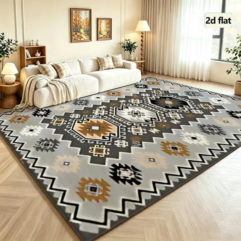 1 Piece of Tribal Geometric Pattern Woven Carpet, Soft and Comfortable, Suitable for All Seasons, Easy to Maintain, Perfect for Decorating the Living Room, Bedroom, and Hallway in Autumn and Winter.