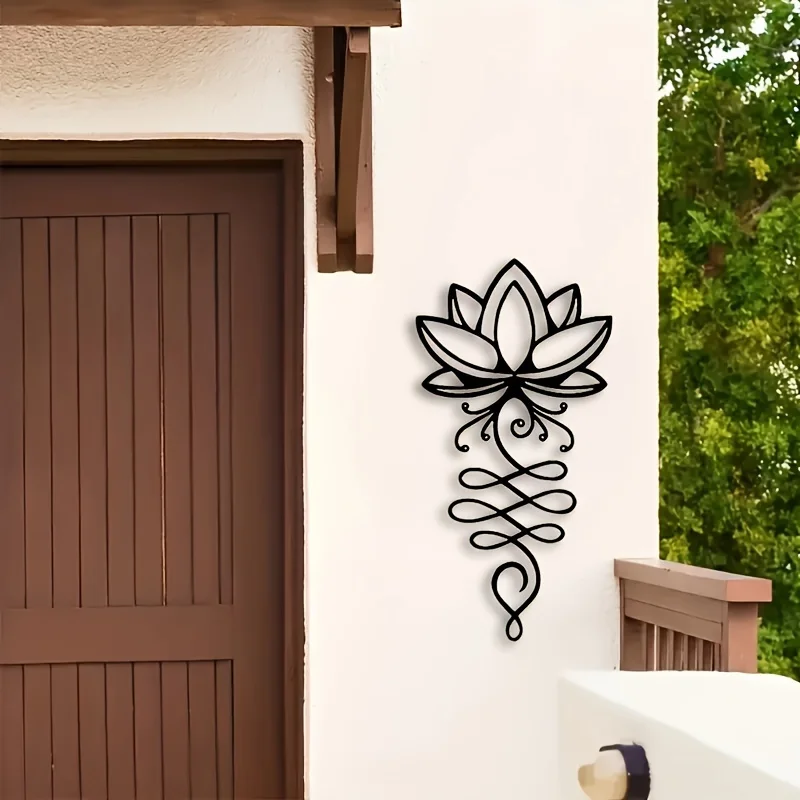 Metal Lotus Wall Decoration Black Lotus Wall Art Hollow Wall Logo Metal Flower Hanging Wall Silhouette Bedroom Decoration