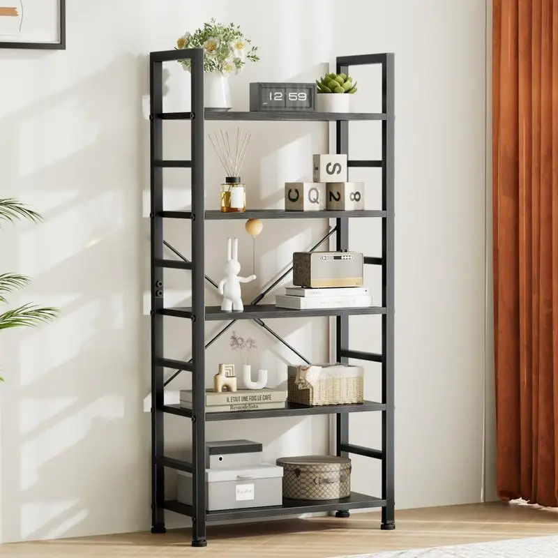 

5 Tiers Bookshelf, Classical Modern Book Shelf, Tall Display Shelves, Storage Organizer for CDs/Books/Movies