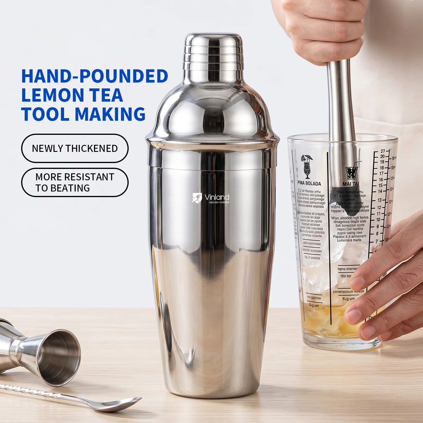 Shake Cup Set, Bartender Set, Beater Lemon Tea Making Tools, Juice Mash Stick, Glass Shaker